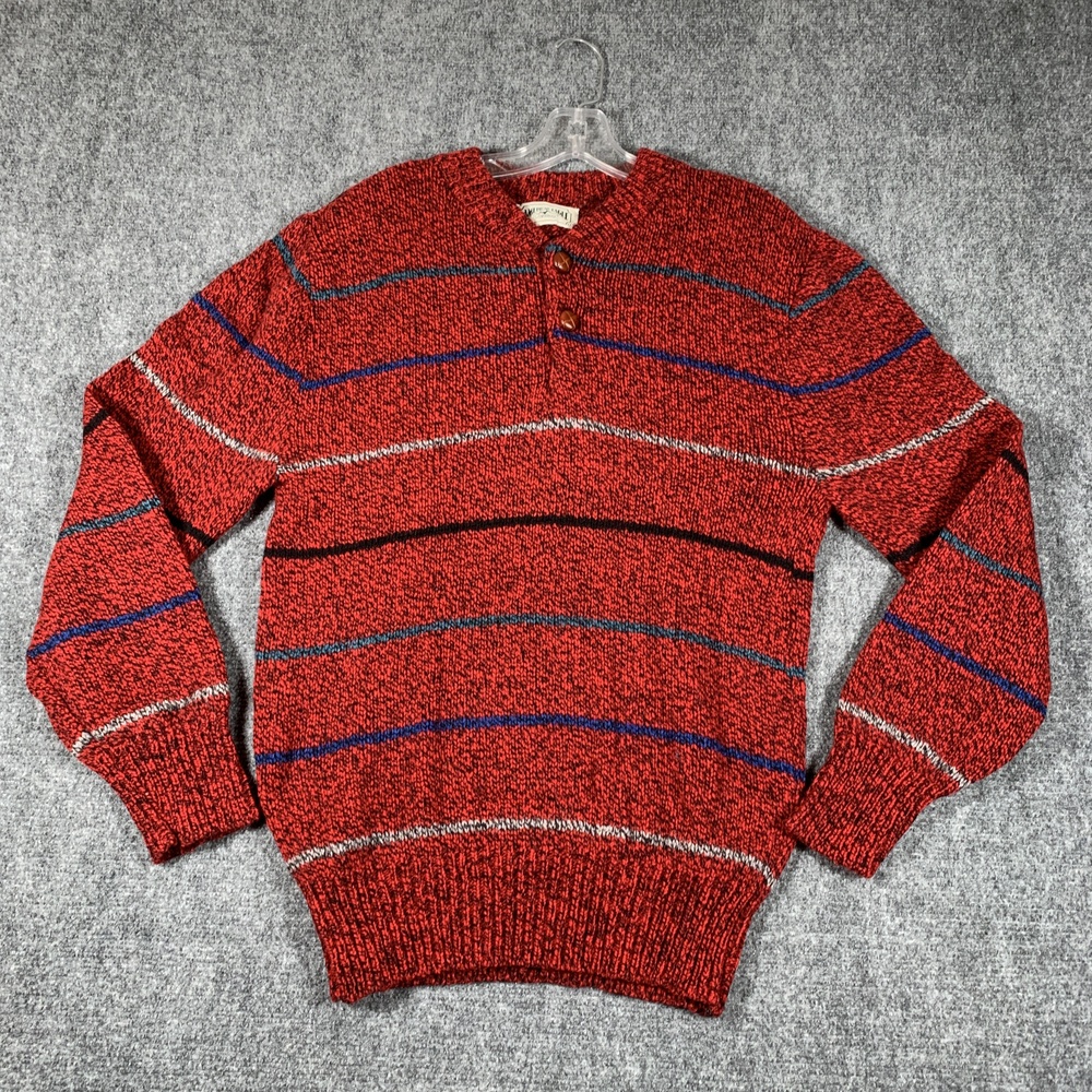 Vintage American Eagle Outfitters Sweater Mens Large Red Wool Striped Henley